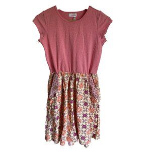 Matilda Jane 435 Size 12 Coral Pink Button Pocket Knee Length Floral Dress